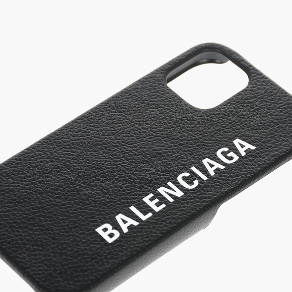 Balenciaga Grained Calf Leather Black iPhone 12 Case - Picture 2 of 3